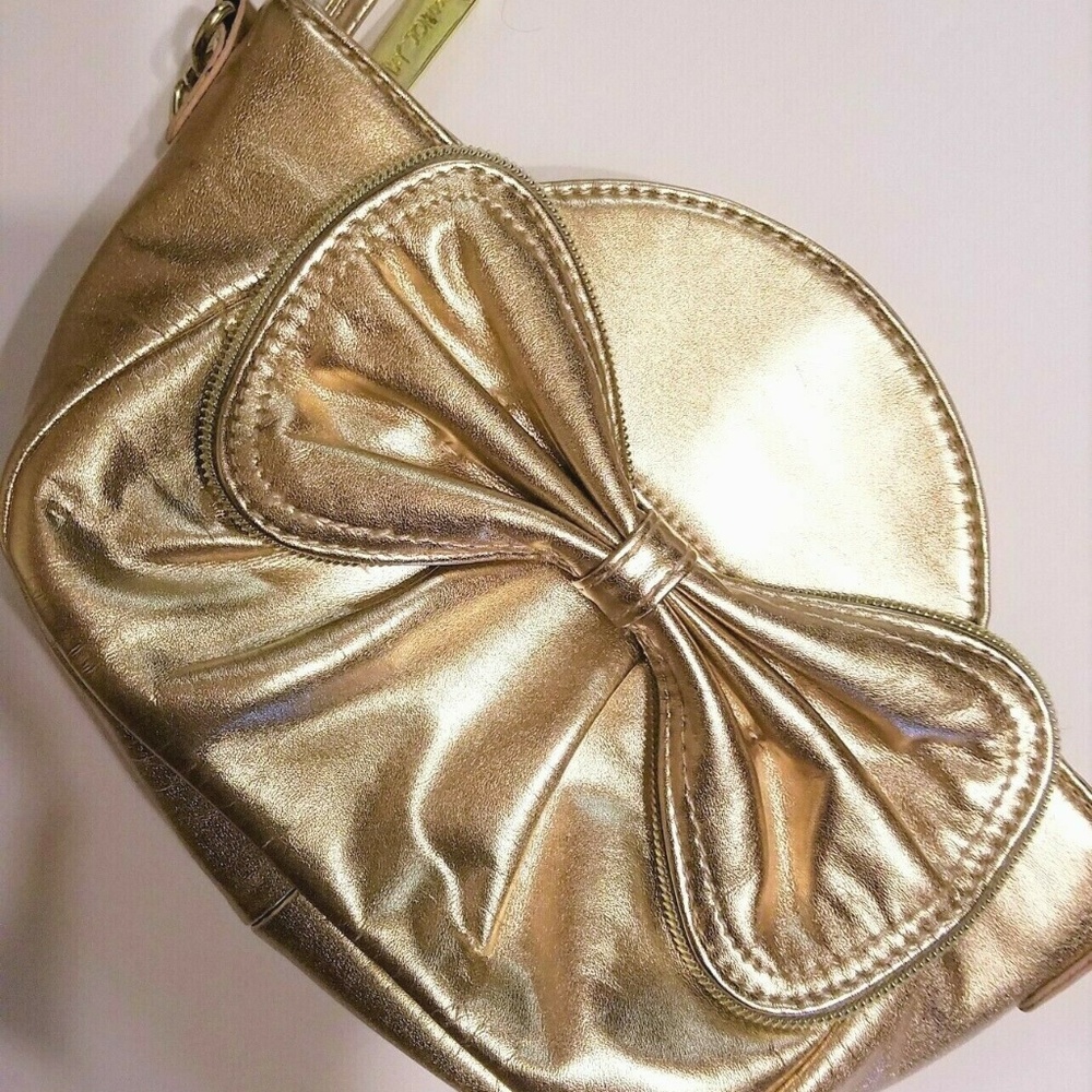 Betsey Johnson Gold Metallic Bow Crossbody Bag